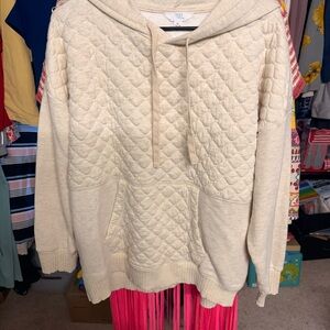 Cream Quilted Hoodie